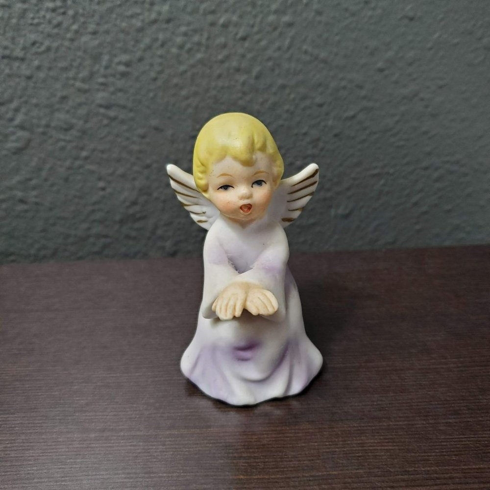 Vintage Schmid Bros Figurine, Angel Girl, Made in Japan 1960s, Bisque Porcelain